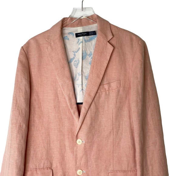 Nautical Linen Derby Sports Coat Blazer Coral Country Club Preppy Resort Medium - Picture 4 of 10